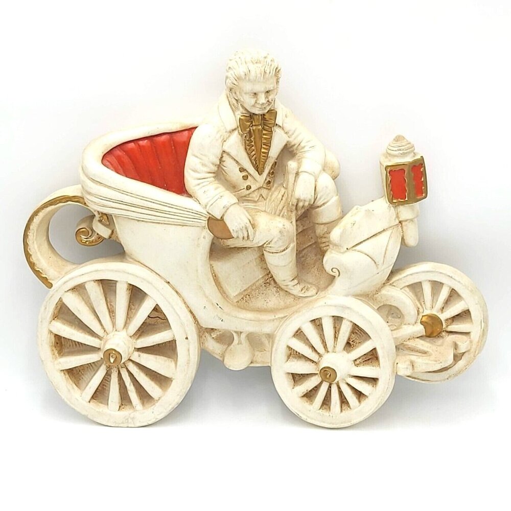 Universal Statuary Corp  Wall Hanging Man in Carriage-Chalkware-Vintage Piece